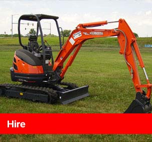 Hire page link - image of mini digger at work